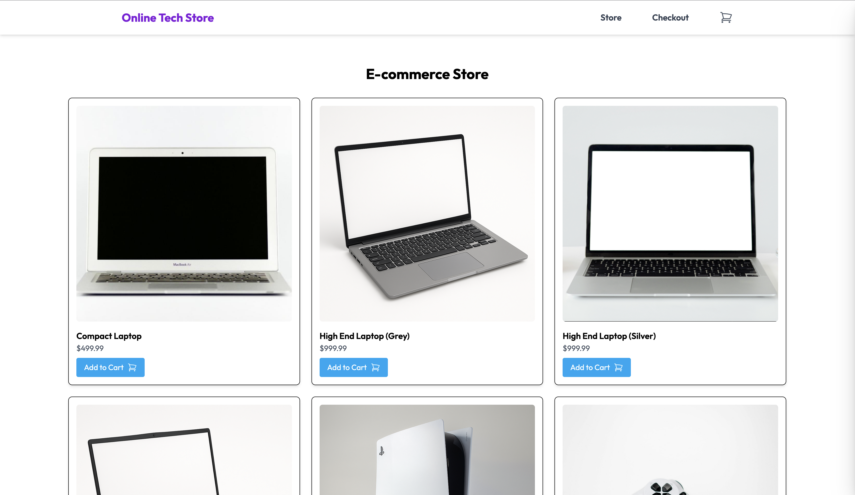 Screenshot of the Online Tech Store web project